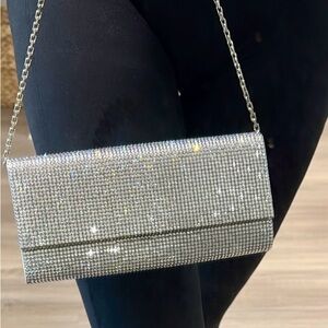 Judith Leiber Sparkling Silver Crystal Clutch